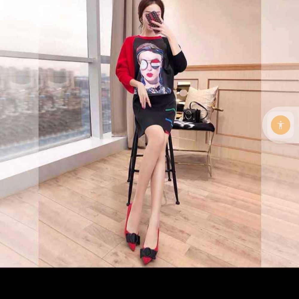 NEW Unisex and Elegant Trendy Graphic 2 Piece Top and Skirt